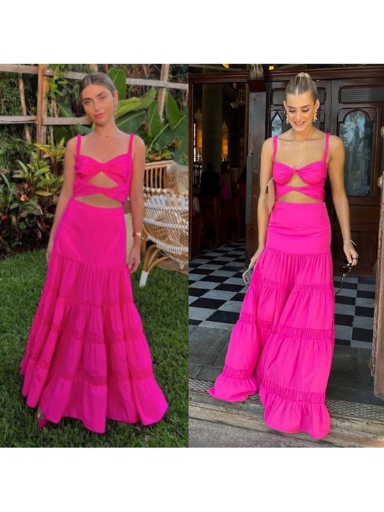 Alexis Dresses & Skirts - Alexis Azalea Maxi Dress Magenta Pink Twist Cutout Tiered Gown M‎